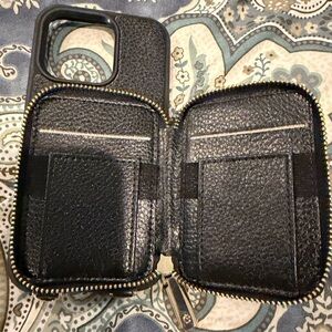 Black Zipper Wallet iPhone 14 Pro Case